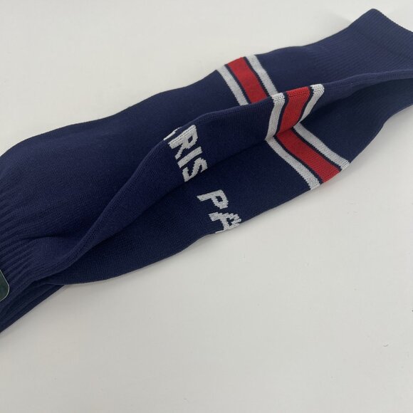 MENS New SOCCER SOCKS PARIS Logo 1 Sz Dark Blue Knee High Tall KEEPS FEET DRY! - Picture 7 of 7